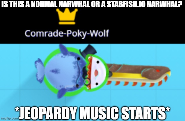 h e h e | IS THIS A NORMAL NARWHAL OR A STABFISH.IO NARWHAL? *JEOPARDY MUSIC STARTS* | made w/ Imgflip meme maker