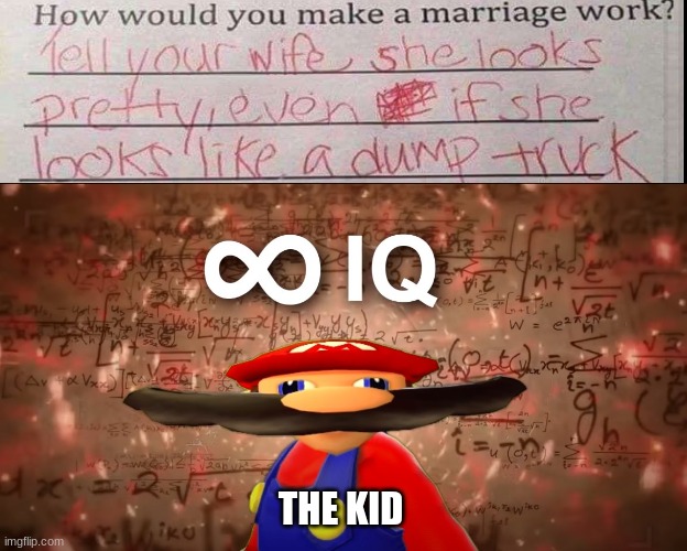 Infinite IQ Mario | THE KID | image tagged in infinite iq mario | made w/ Imgflip meme maker