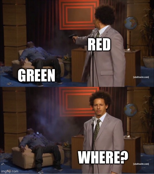 Who Killed Hannibal | RED; GREEN; WHERE? | image tagged in memes,who killed hannibal | made w/ Imgflip meme maker