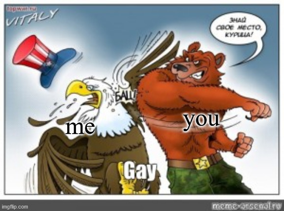 Russia hits back to U.S.A. | me you | image tagged in russia hits back to u s a | made w/ Imgflip meme maker