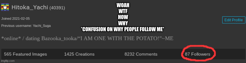 WOAH
 WTF 
HOW
WHY
*CONFUSION ON WHY PEOPLE FOLLOW ME* | made w/ Imgflip meme maker