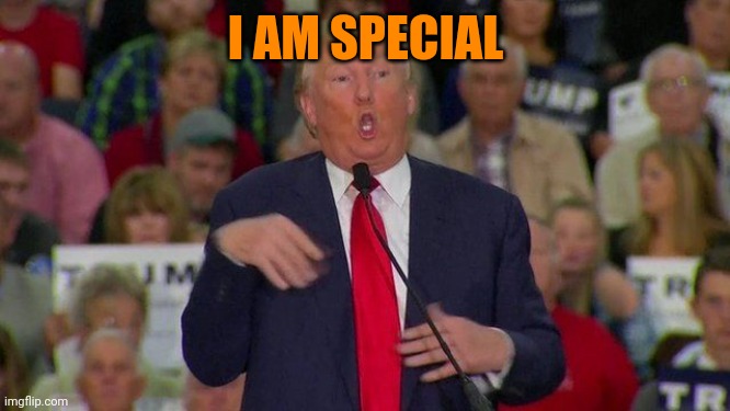 Trump Retard | I AM SPECIAL | image tagged in trump retard | made w/ Imgflip meme maker