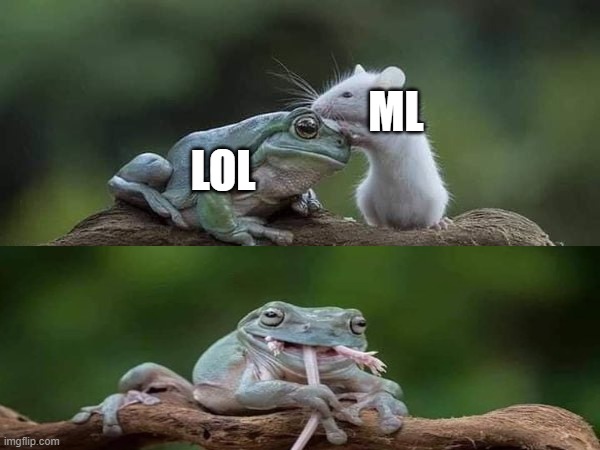 frog eating | ML; LOL | image tagged in frog | made w/ Imgflip meme maker