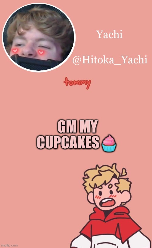 GM MY CUPCAKES🧁 | image tagged in tommy temp uwu | made w/ Imgflip meme maker