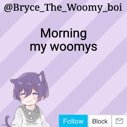 That's what I'm calling my followers | Morning my woomys | image tagged in bryce_the_woomy_boi's announcement template | made w/ Imgflip meme maker