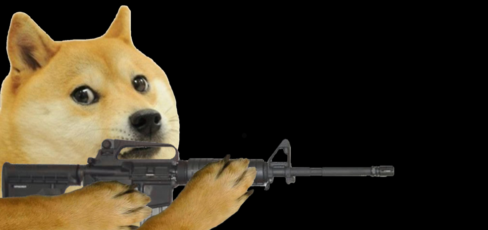High Quality Doge with gun Blank Meme Template