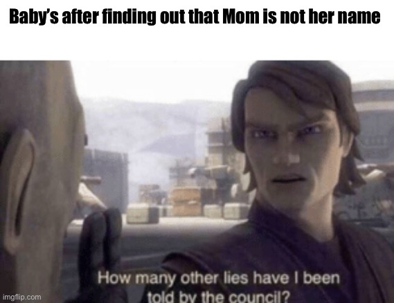 How many LIES | Baby’s after finding out that Mom is not her name | image tagged in how many other lies have i been told by the council | made w/ Imgflip meme maker
