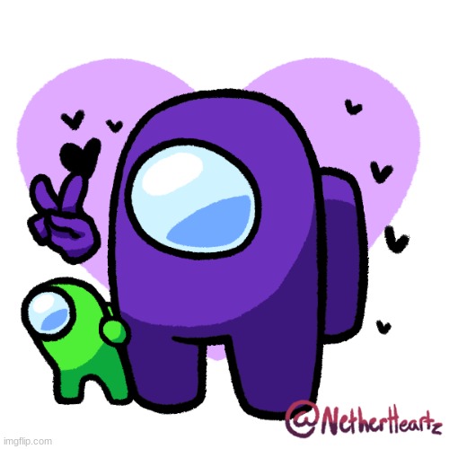 Purple and Mini Lime :) | image tagged in mini crewmate,lime,purple,oc | made w/ Imgflip meme maker
