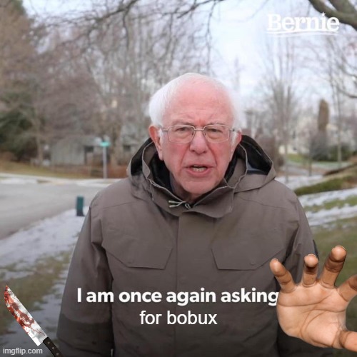 Bernie I Am Once Again Asking For Your Support | for bobux | image tagged in memes,bernie i am once again asking for your support | made w/ Imgflip meme maker