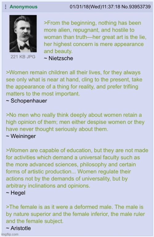 With philosophical forefathers like these, is it any wonder our society is still struggling with sexism? | image tagged in sexist philosophers | made w/ Imgflip meme maker