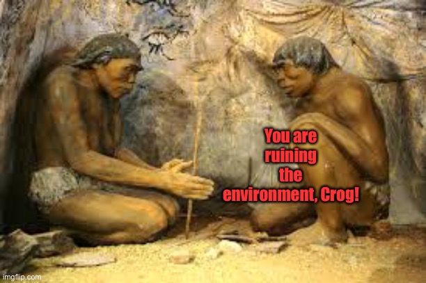 caveman fire | You are ruining the environment, Crog! | image tagged in caveman fire | made w/ Imgflip meme maker