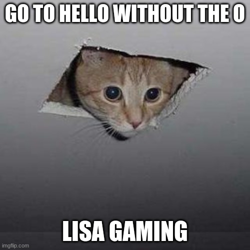 Ceiling Cat | GO TO HELLO WITHOUT THE O; LISA GAMING | image tagged in memes,ceiling cat | made w/ Imgflip meme maker