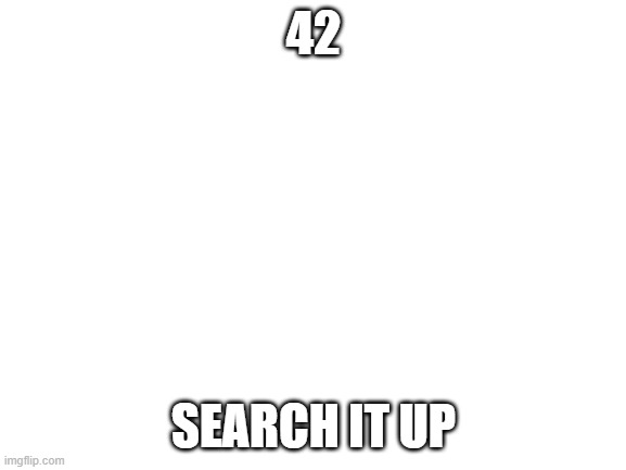 the meaning of life is... | 42; SEARCH IT UP | image tagged in blank white template | made w/ Imgflip meme maker
