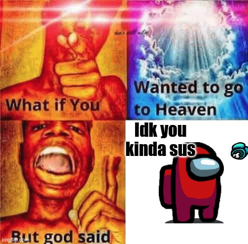 What if you wanted to go to heaven? | Idk you kinda sus | image tagged in what if you wanted to go to heaven,funny,funny memes,memes | made w/ Imgflip meme maker