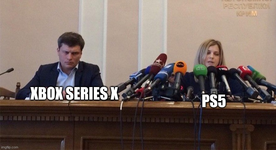 When will people start talking about the Xbox as often as the PS5? | XBOX SERIES X; PS5 | image tagged in man and woman microphone | made w/ Imgflip meme maker