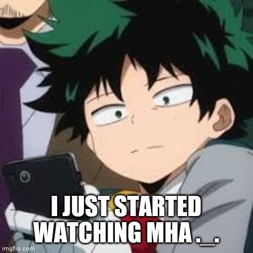 But I am NOT a weeb | I JUST STARTED WATCHING MHA ._. | image tagged in deku dissapointed | made w/ Imgflip meme maker