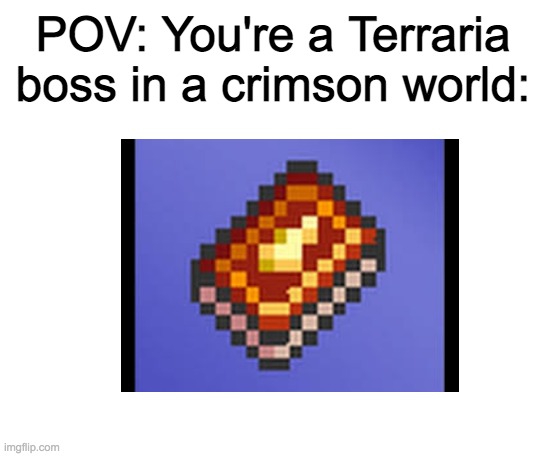 Truth | POV: You're a Terraria boss in a crimson world: | image tagged in terraria,funny,memes,video games | made w/ Imgflip meme maker