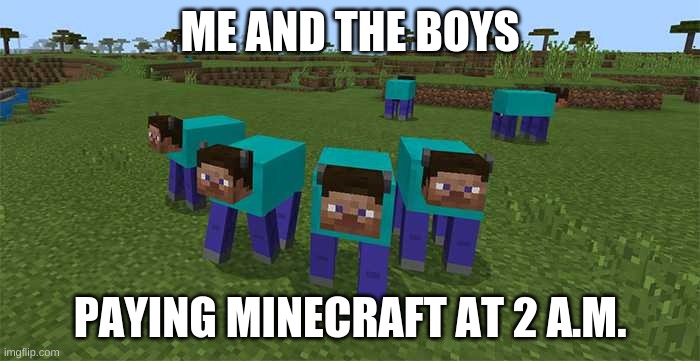 me and the boys | ME AND THE BOYS; PAYING MINECRAFT AT 2 A.M. | image tagged in me and the boys | made w/ Imgflip meme maker