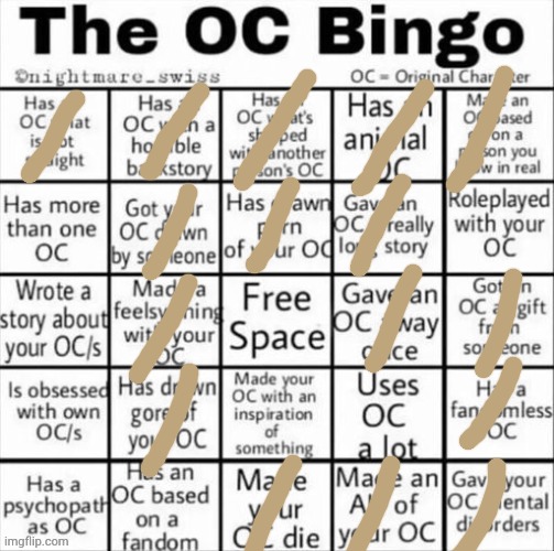 OC bingo v2 | image tagged in the oc bingo | made w/ Imgflip meme maker