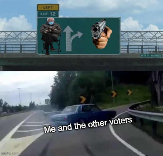 Left Exit 12 Off Ramp | Me and the other voters | image tagged in memes,left exit 12 off ramp | made w/ Imgflip meme maker