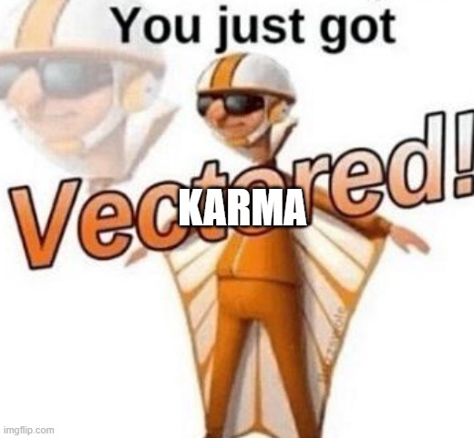 You just got vectored | KARMA | image tagged in you just got vectored | made w/ Imgflip meme maker