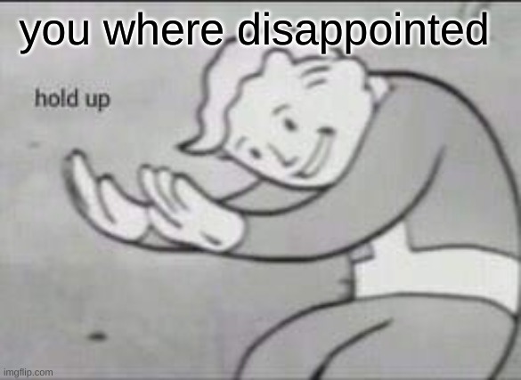 Fallout Hold Up | you where disappointed | image tagged in fallout hold up | made w/ Imgflip meme maker
