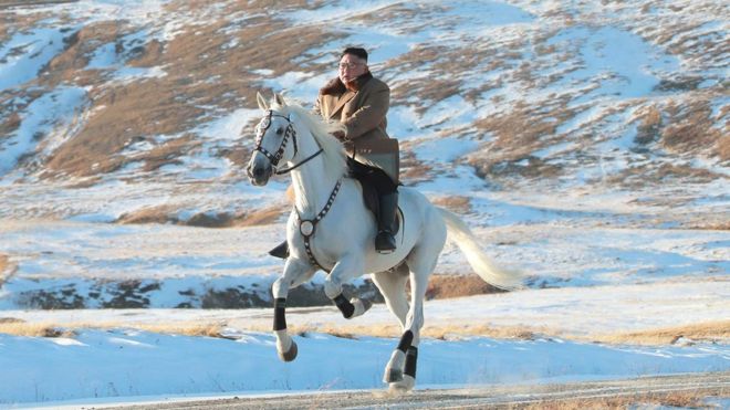 High Quality Kim Jong Un on whitehorse Blank Meme Template