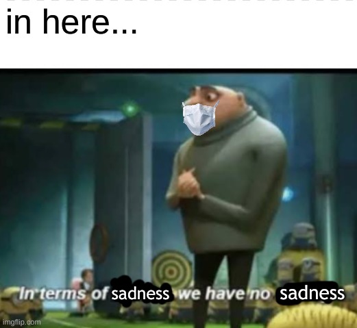 in terms on something we have no something | in here... sadness; sadness | image tagged in in terms on something we have no something | made w/ Imgflip meme maker