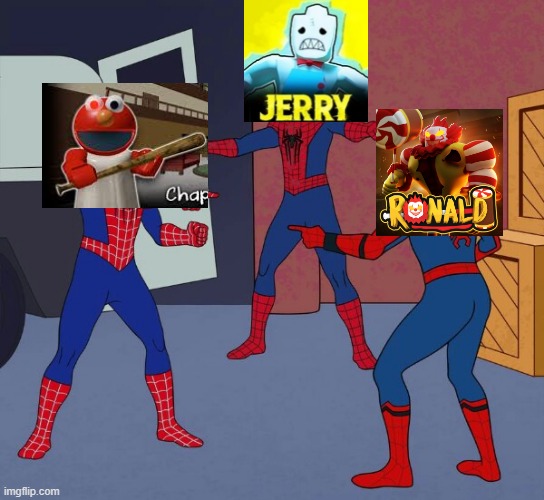 Puppet Jerry and Ronald | image tagged in spider man triple | made w/ Imgflip meme maker