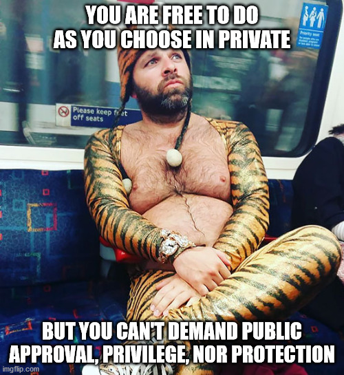 Private Choice but not Public Approval | YOU ARE FREE TO DO AS YOU CHOOSE IN PRIVATE; BUT YOU CAN'T DEMAND PUBLIC APPROVAL, PRIVILEGE, NOR PROTECTION | image tagged in civil rights,gay rights | made w/ Imgflip meme maker