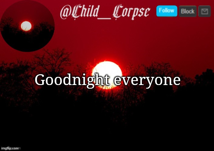 Child_Corpse announcement template | Goodnight everyone | image tagged in child_corpse announcement template | made w/ Imgflip meme maker