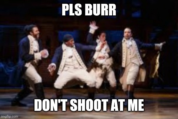 Hamilton Gamg | PLS BURR DON'T SHOOT AT ME | image tagged in hamilton gamg | made w/ Imgflip meme maker