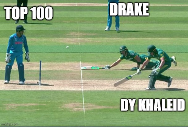 Cricket | TOP 100; DRAKE; DY KHALEID | image tagged in cricket | made w/ Imgflip meme maker