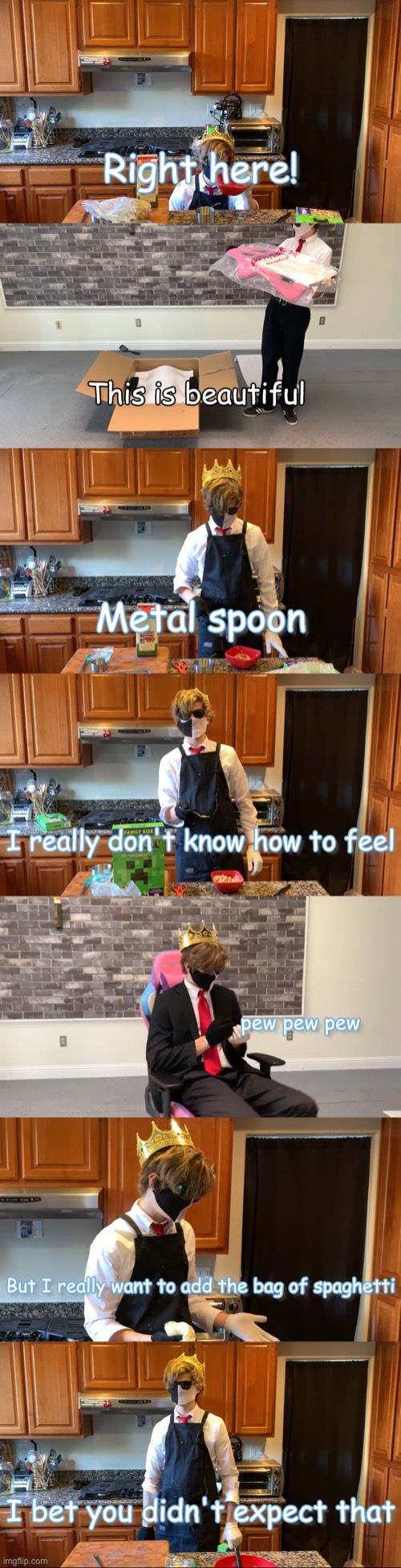 Me? Ranboo obsession? I mean- yeah a little bit- | image tagged in ranboo right here,this is beautiful,metal spoon,ranboo,pew pew pew,s p a g h e t t i | made w/ Imgflip meme maker