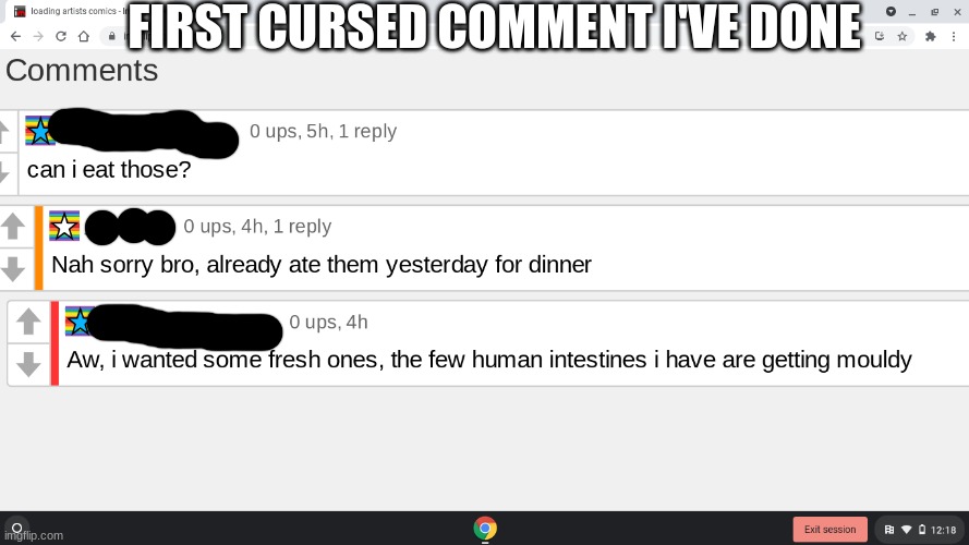 FIRST CURSED COMMENT I'VE DONE | made w/ Imgflip meme maker