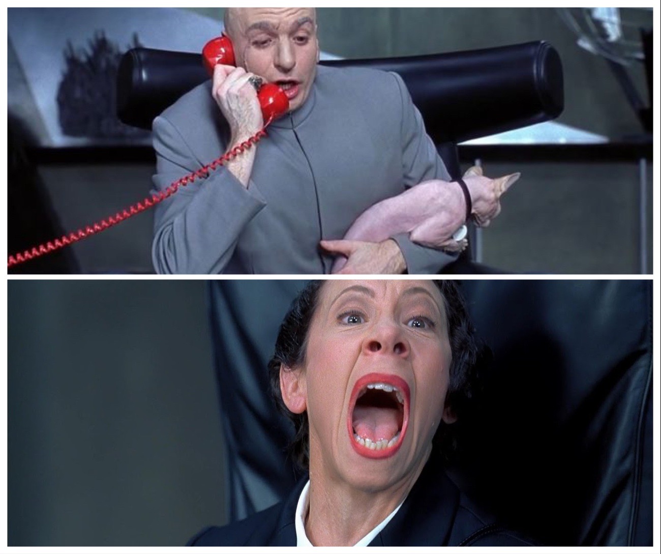 Dr. Evil on phone with Frau meme Blank Meme Template