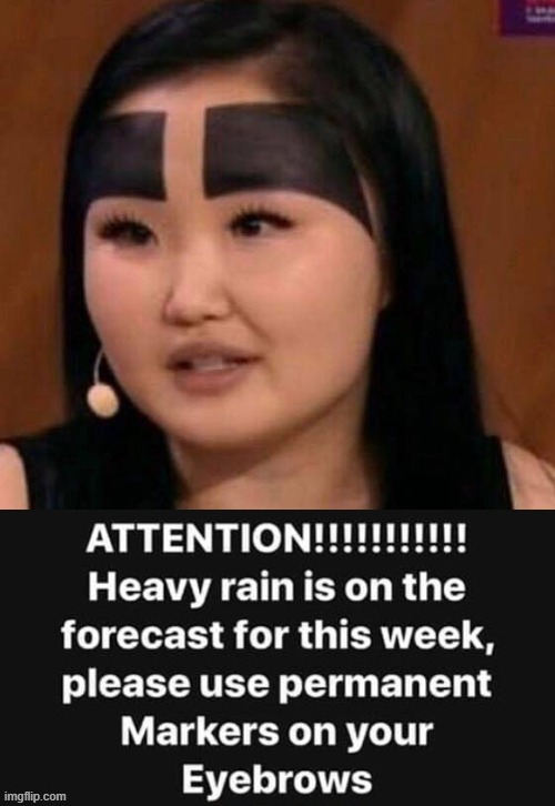 Rain forecast - use permanent marker ! | image tagged in eyebrows | made w/ Imgflip meme maker