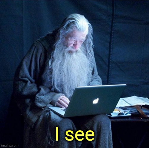 Computer Gandalf | I see | image tagged in computer gandalf | made w/ Imgflip meme maker