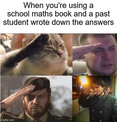 Nice. | When you're using a school maths book and a past student wrote down the answers | image tagged in school,yay | made w/ Imgflip meme maker