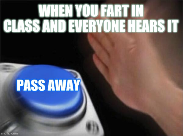 Blank Nut Button Meme | WHEN YOU FART IN CLASS AND EVERYONE HEARS IT; PASS AWAY | image tagged in memes,blank nut button | made w/ Imgflip meme maker