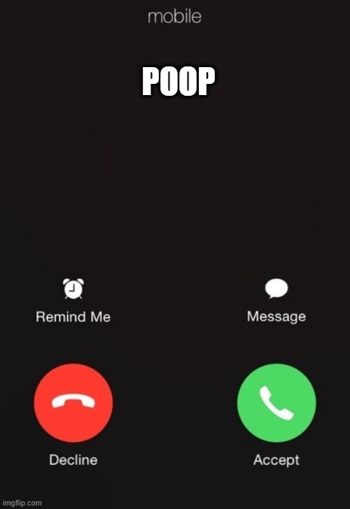 Incoming call | POOP | image tagged in incoming call | made w/ Imgflip meme maker