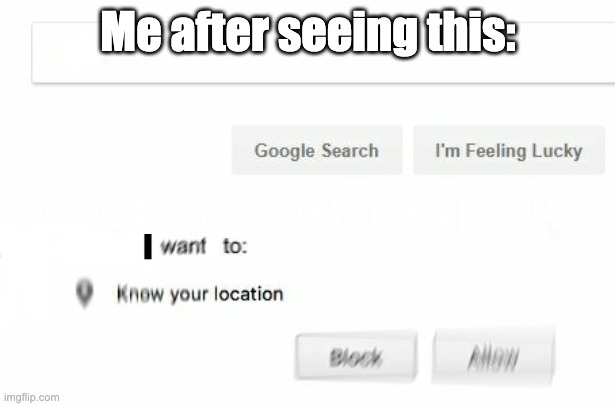 would like to know your location | Me after seeing this: I | image tagged in would like to know your location | made w/ Imgflip meme maker