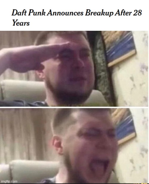 I felt sad that day. | image tagged in crying salute | made w/ Imgflip meme maker