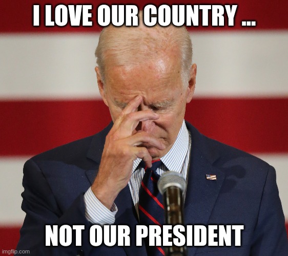 I love our country ... | I LOVE OUR COUNTRY ... NOT OUR PRESIDENT | image tagged in joe biden | made w/ Imgflip meme maker