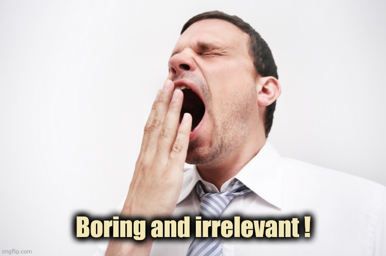 yawn | Boring and irrelevant ! | image tagged in yawn | made w/ Imgflip meme maker