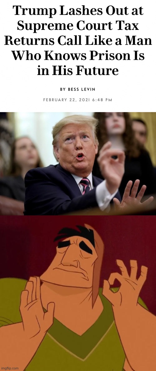 [Pacha reacts both to Trump’s hand gesture, and the perfection of the headline] | image tagged in trump lashes out at scotus,when x just right,trump sucks,trump,donald trump,scotus | made w/ Imgflip meme maker