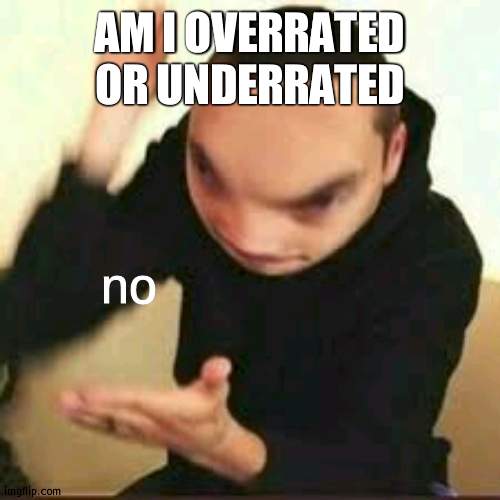 no | AM I OVERRATED OR UNDERRATED | image tagged in no | made w/ Imgflip meme maker