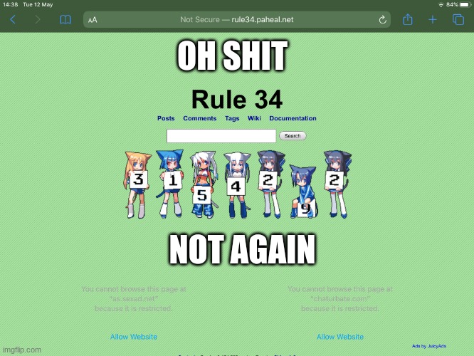 Rule 34 | OH SHIT; NOT AGAIN | image tagged in rule 34,certified bruh moment | made w/ Imgflip meme maker