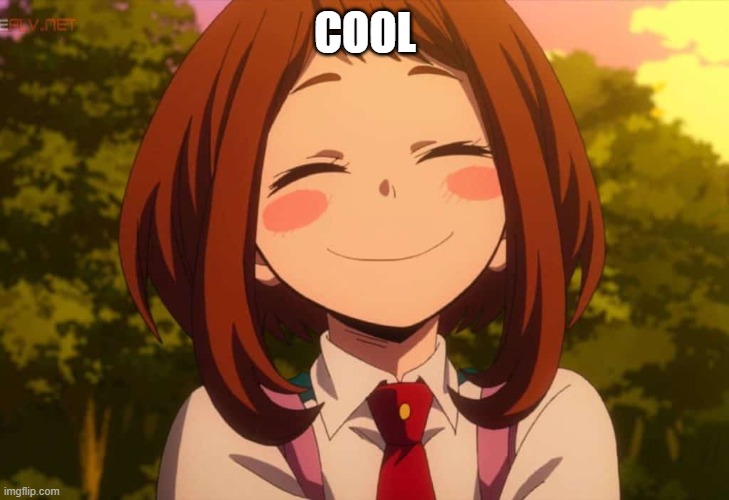 Smiling Uraraka | COOL | image tagged in smiling uraraka | made w/ Imgflip meme maker