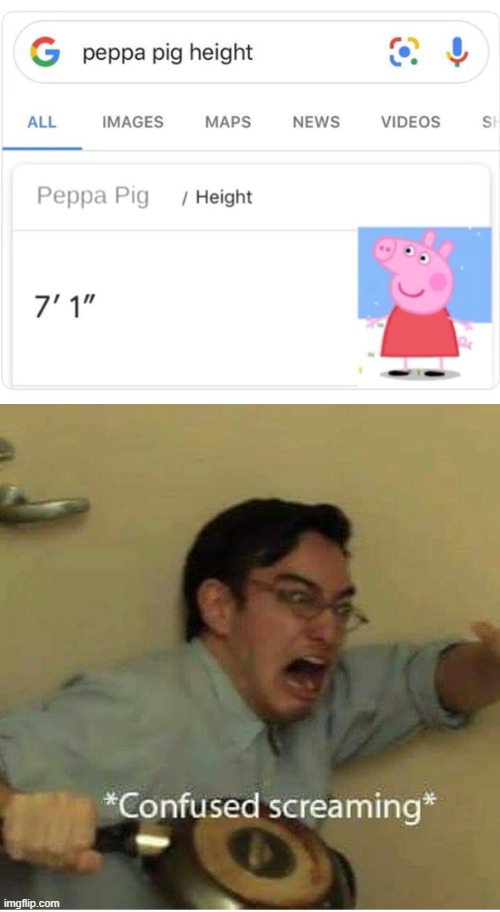 image tagged in peppa pig height,confused screaming | made w/ Imgflip meme maker